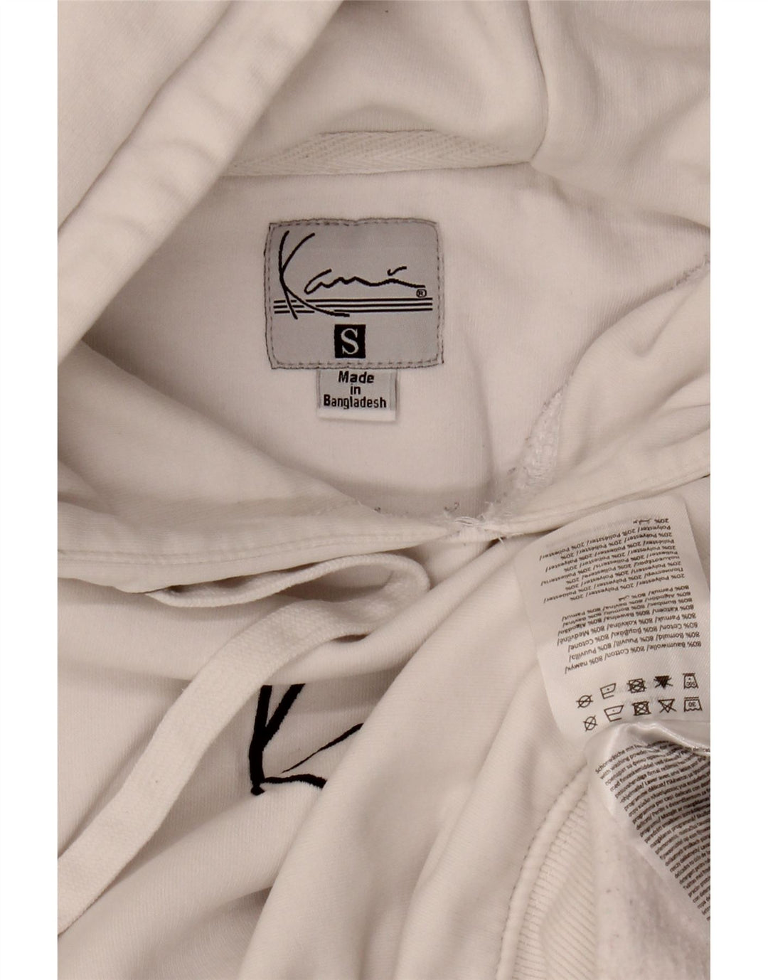 KARL KANI Pulover cu glugă cu grafică, cu formă lentă, pentru bărbați, bumbac alb mic