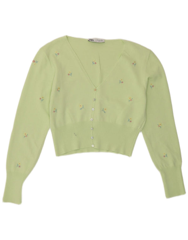Pulover Bolero pentru femei Zara UK 14 mare, verde, florală, viscoză