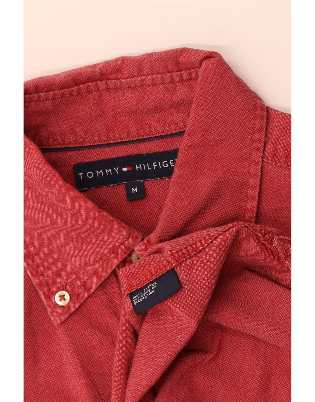 Cămașă Tommy Hilfiger pentru bărbați, bumbac roșu mediu
