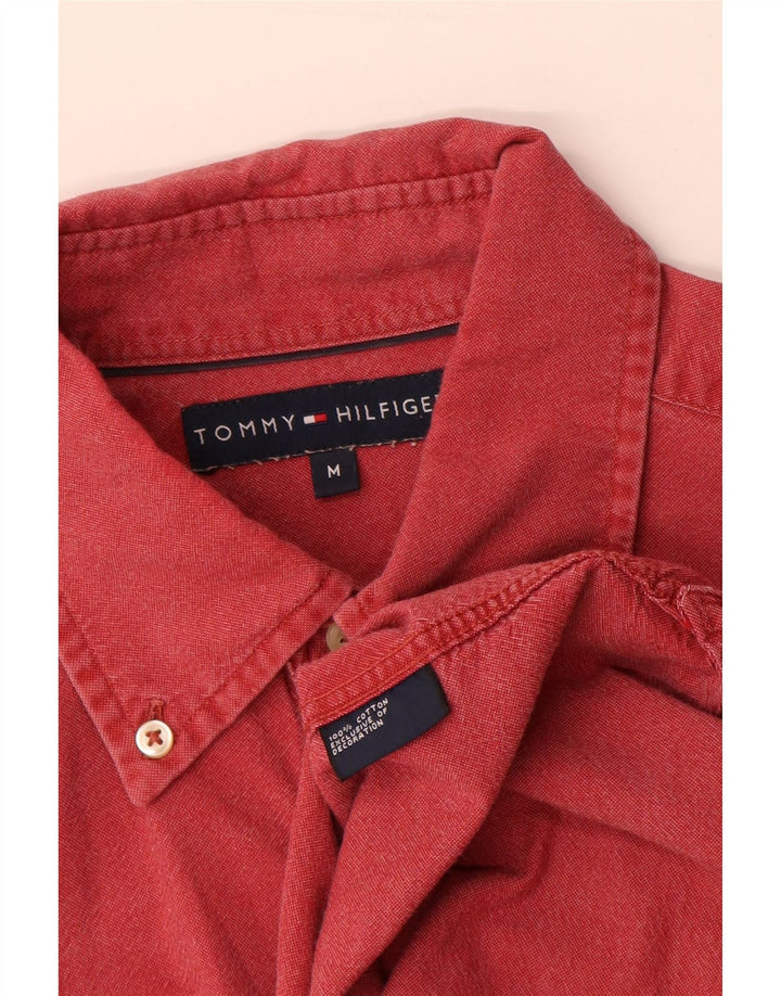 Cămașă Tommy Hilfiger pentru bărbați, bumbac roșu mediu