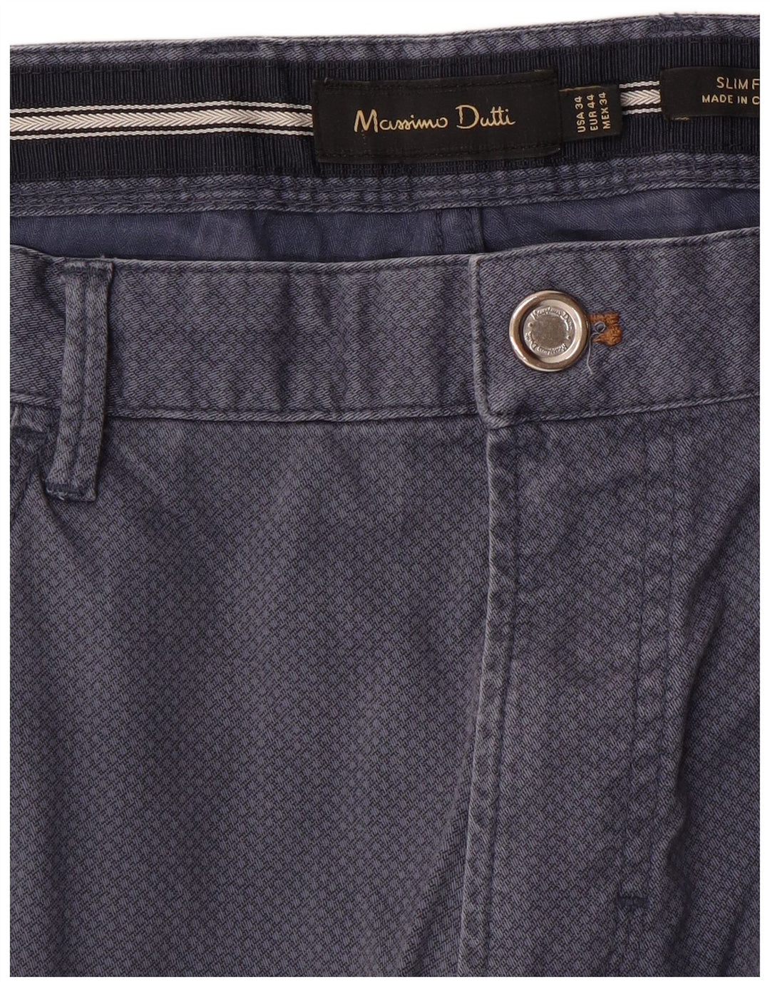 MASSIMO DUTTI Pantaloni casual pentru bărbați EU 44 Large W34 L33 Bleumarin cu pete
