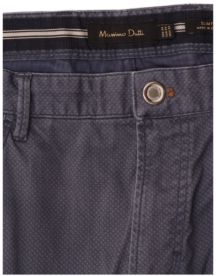 MASSIMO DUTTI Pantaloni casual pentru bărbați EU 44 Large W34 L33 Bleumarin cu pete