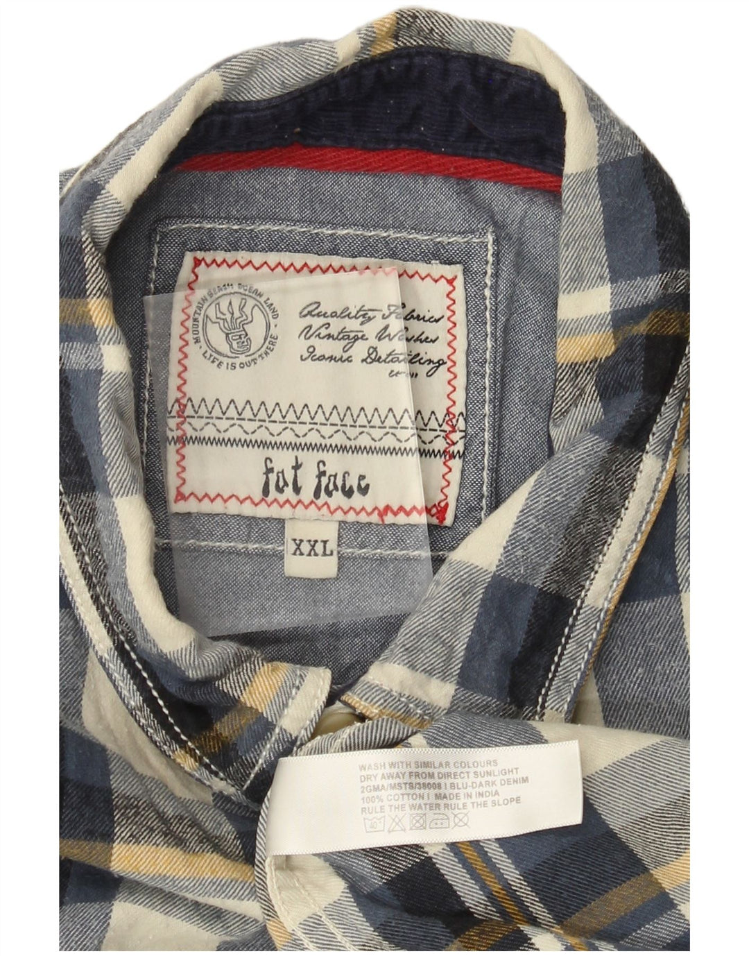 Cămașă de flanel pentru bărbați Fat Face 2XL Blue Check Bumbac