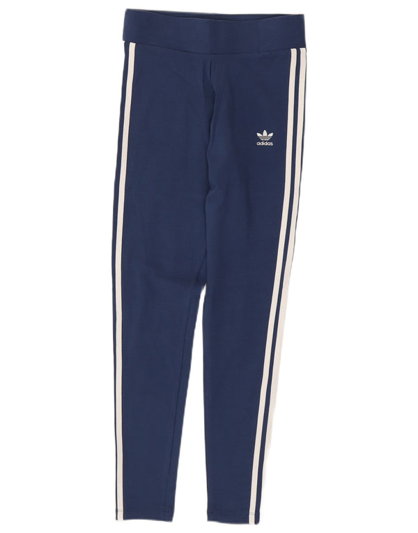 Leggings pentru femei ADIDAS UK 10 mici din bumbac bleumarin