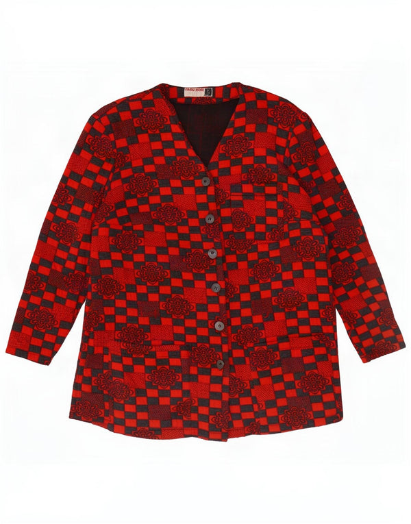 Pulover Cardigan Vintage pentru Damă UK 18 XL Roșu Geometric
