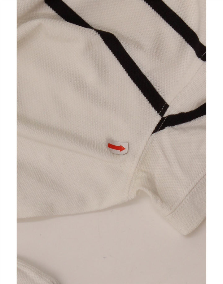ARMANI JEANS Mens Polo Shirt Medium White Striped Cotton
