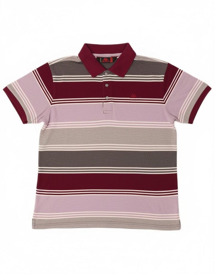 Cămașă polo pentru bărbați Kappa, bumbac cu dungi multicolore