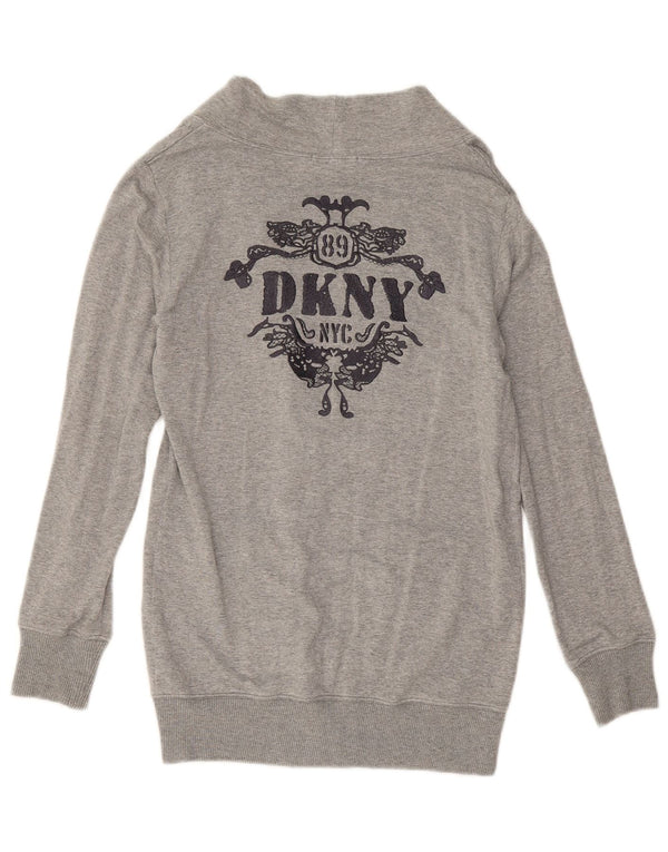 Pulover cardigan grafic pentru femei DKNY UK 14, viscoză cu pete de gri mediu