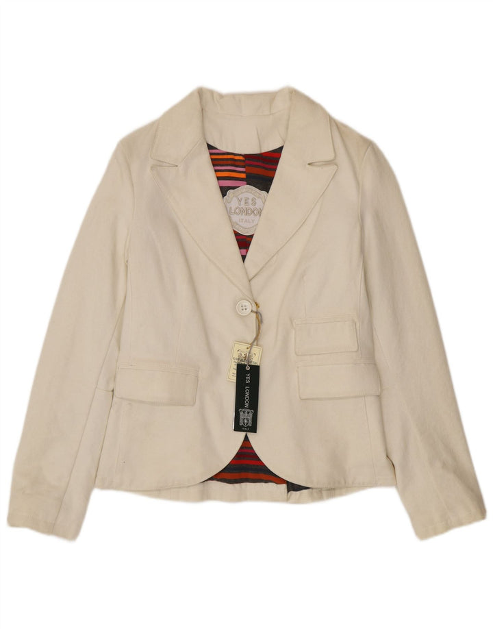 Yes London Jachetă Blazer pentru Damă cu 2 Nasturi IT 44 Bumbac Alb Mediu