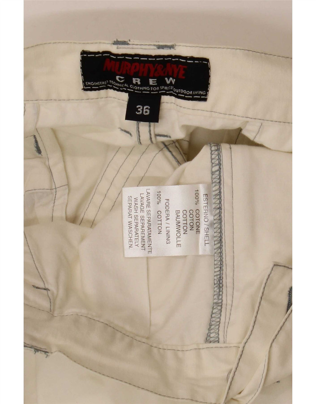 Murphy & Nye Pantaloni scurți grafic cargo pentru bărbați, mari W36, bumbac alb