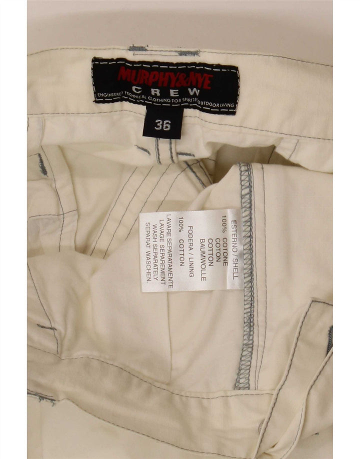 Murphy & Nye Pantaloni scurți grafic cargo pentru bărbați, mari W36, bumbac alb