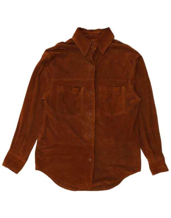 Cămașă din piele intoarsa pentru femei VINTAGE UK 16 Maro mare