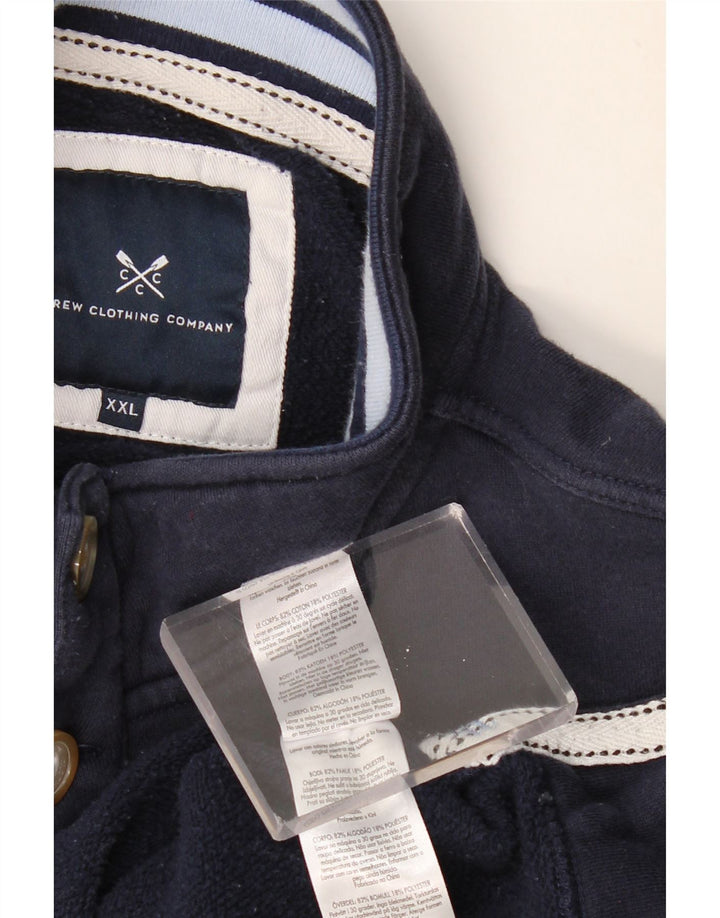 CREW CLOTHING Hanorac pentru bărbați cu gât cu nasturi Pulover 2XL Bumbac bleumarin