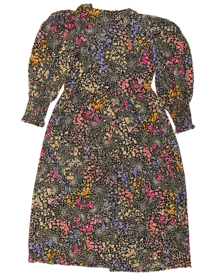 Rochie de bază cu mânecă lungă pentru femei Oasis UK 12 Medium Negru Floral