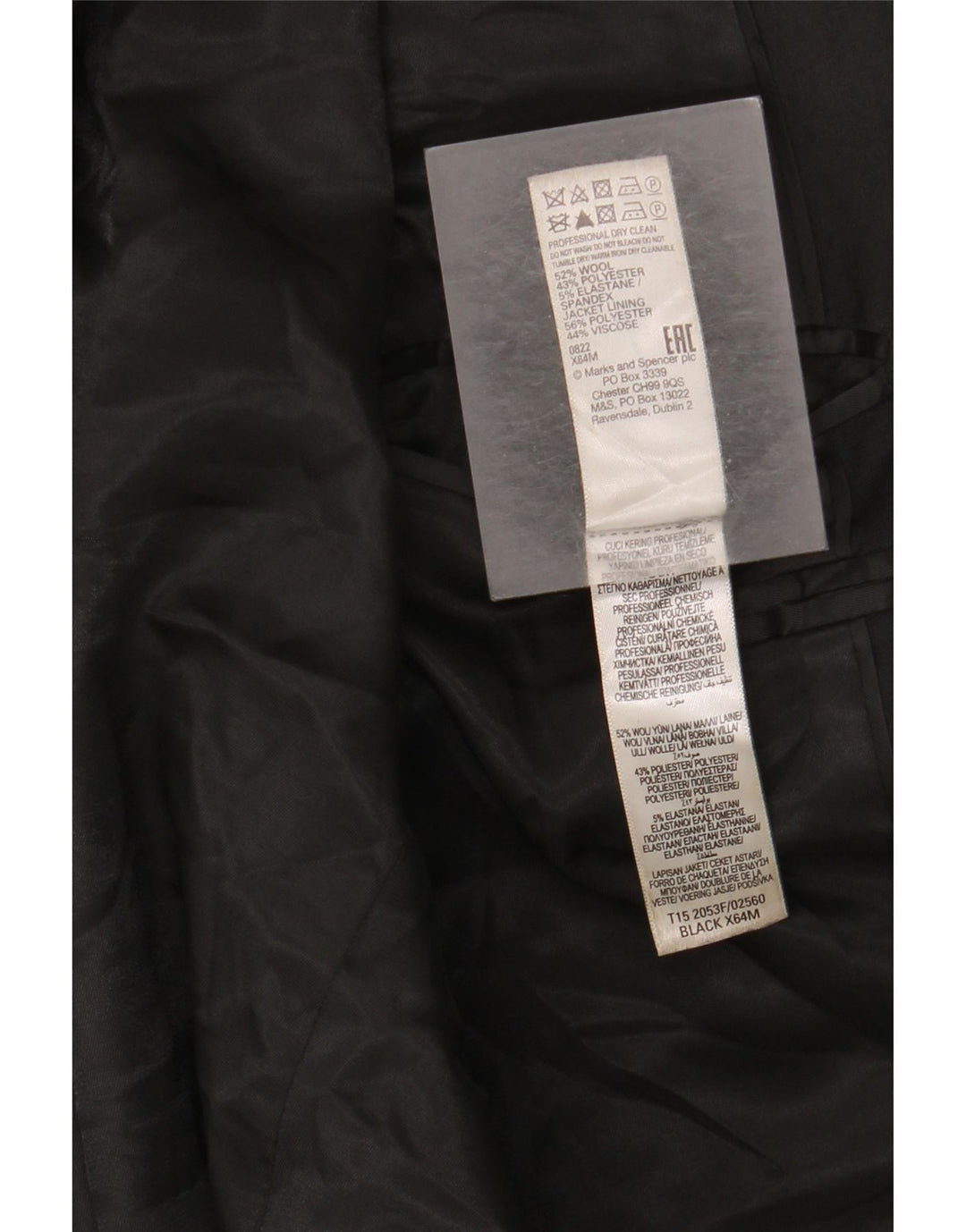 Sacou Marks & Spencer pentru bărbați cu 2 nasturi, UK 38, lână neagră medie