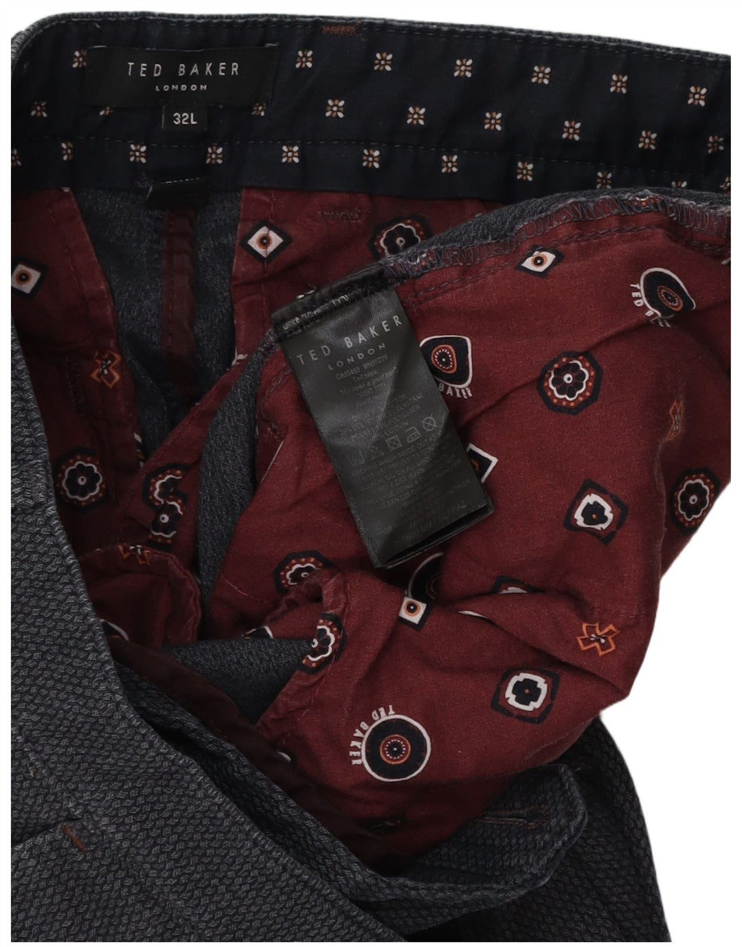 Pantaloni de costum slim pentru bărbați Ted Baker L32 L30 poliester gri