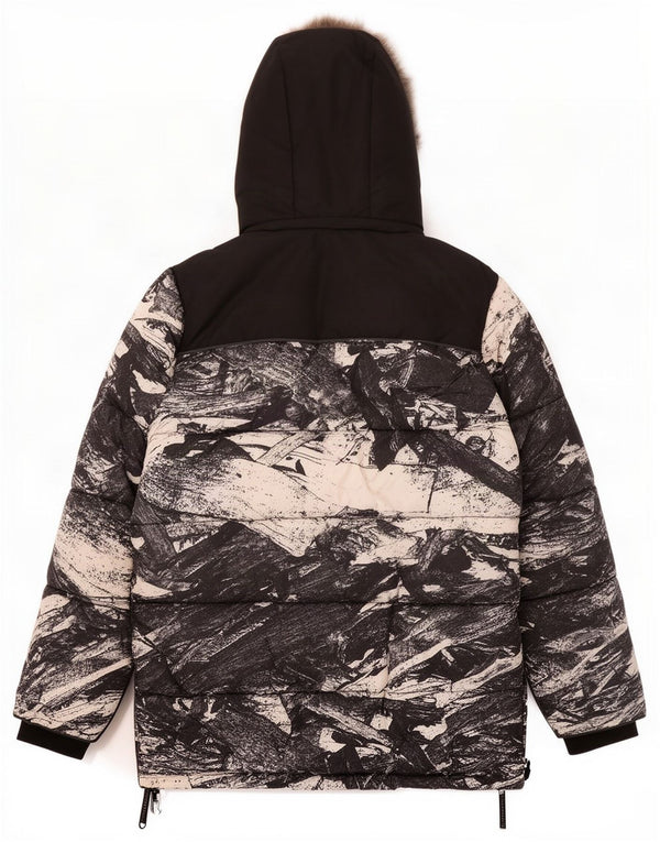 Jachetă de schi cu glugă Superdry pentru bărbați UK 42 XL, poliester negru color bloc