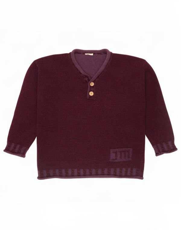 Vintage Mens V-Neck Jumper Sweater Medium Burgundy Flecked New Wool