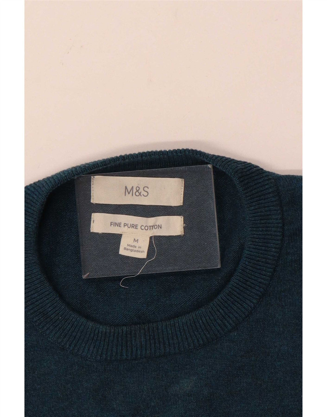 Pulover pentru bărbați Marks & Spencer, cu gât crew, bumbac albastru mediu