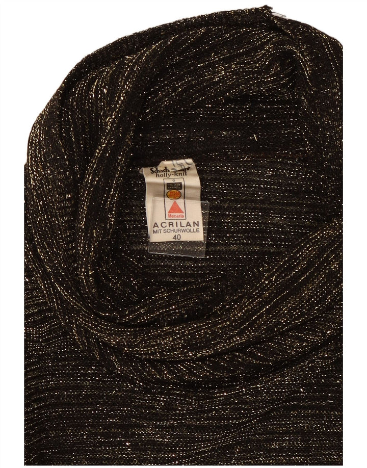 Pulover vintage pentru femei cu gât rulat EU 40 Medium Negru cu pete