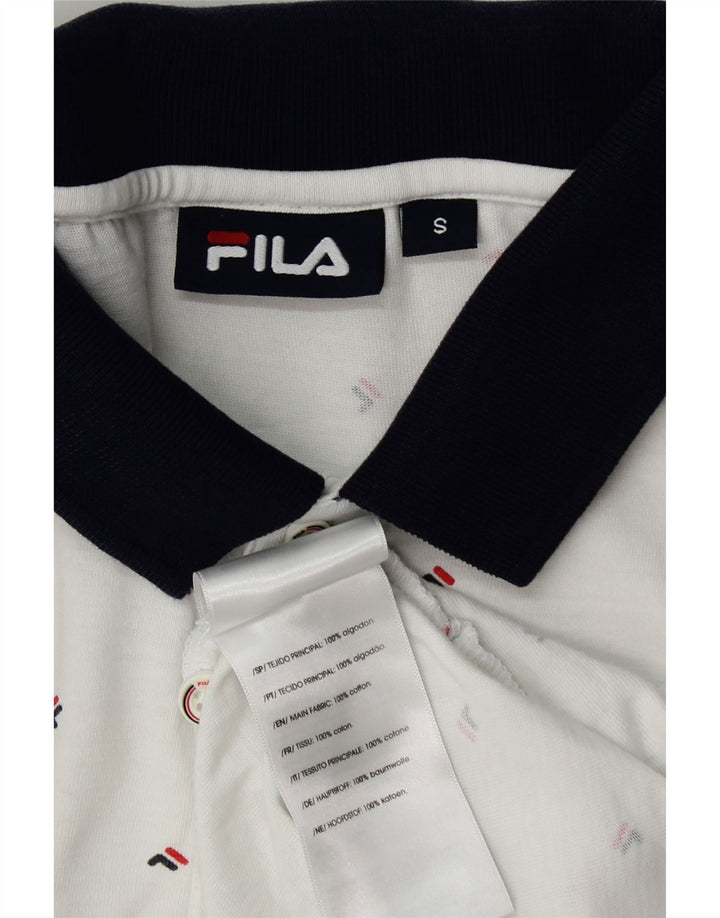 Tricou polo cu grafică Fila pentru bărbați, bumbac alb mic