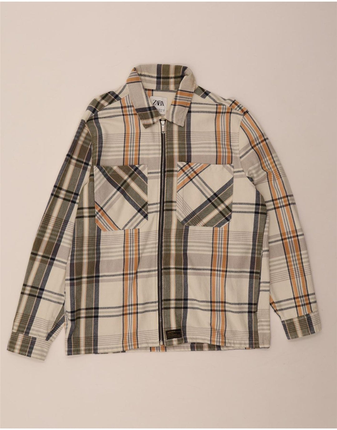 Cămașă de flanel pentru bărbați Zara XL, bumbac cu carouri multicolore