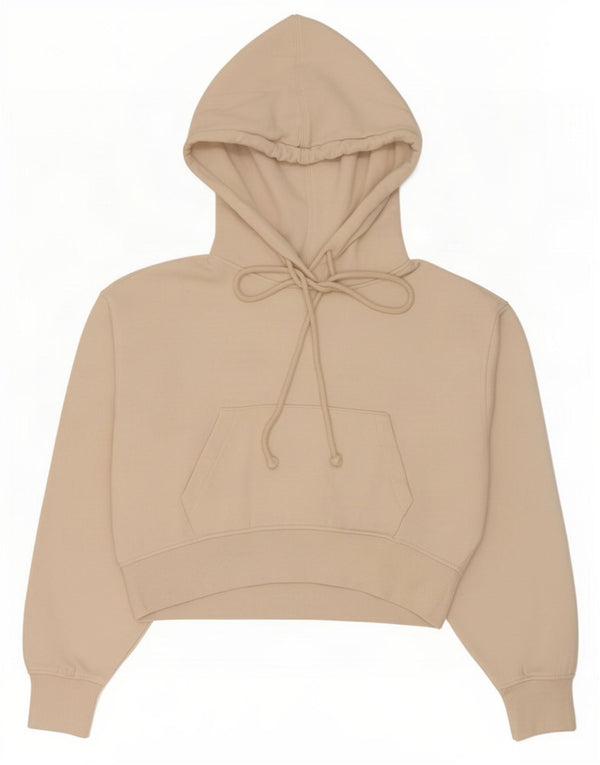 Pulover pentru damă Zara Crop Hoodie UK 14 Medium Bej Poliester