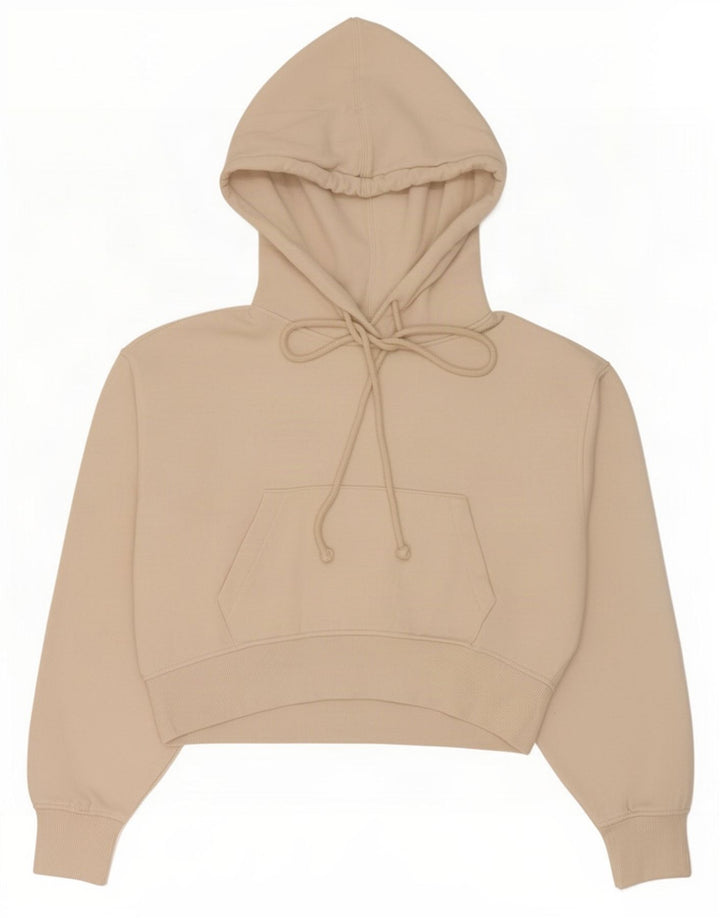 Pulover pentru damă Zara Crop Hoodie UK 14 Medium Bej Poliester