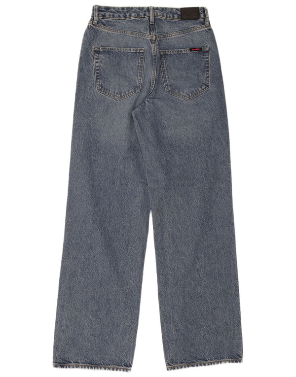 Blugi Superdry pentru femei cu talie înaltă cu picioare largi W28 L32 bumbac albastru