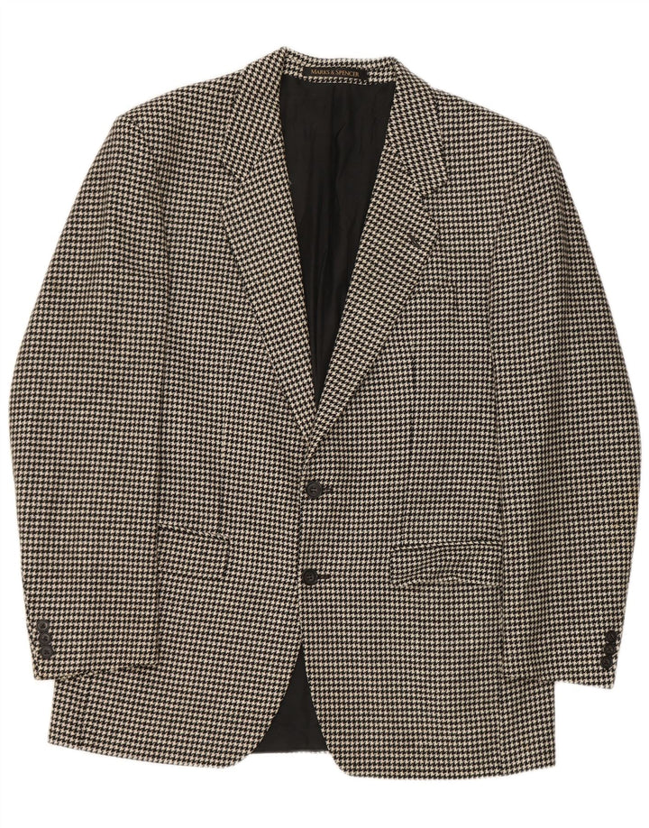 Marks & Spencer jachetă lungă pentru bărbați UK 40 Medium Black Houndstooth