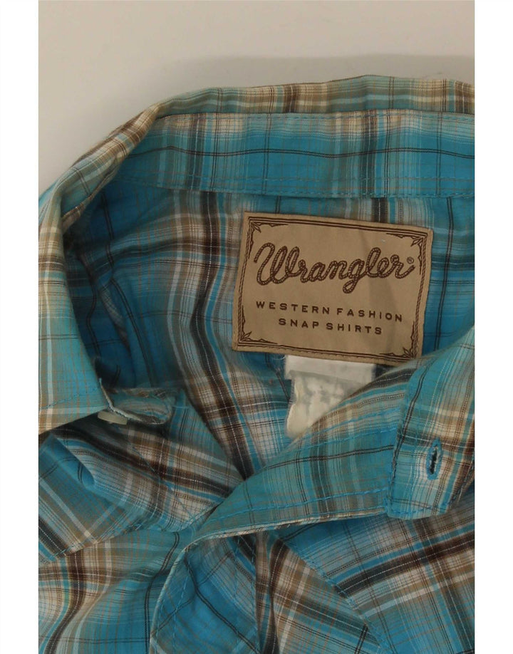 Cămașă Western cu mânecă scurtă pentru bărbați Wrangler, carouri albastre medii