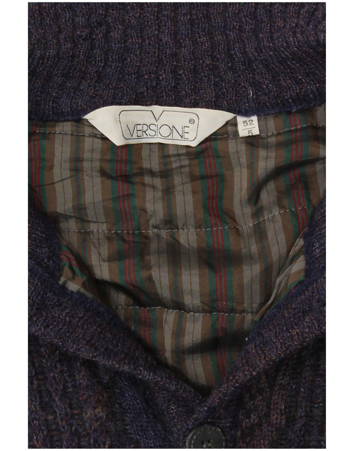 Pulover Cardigan Vintage pentru bărbați IT 52 Mare Lână Paisley Albastru Marin