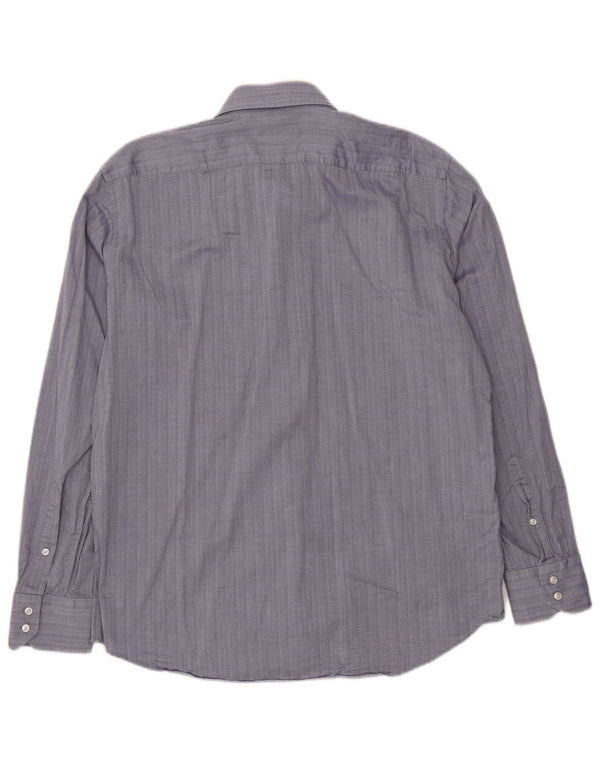 Hugo Boss Mens Regular Fit Shirt Size 41 16 Large Blue Pinstripe Cotton