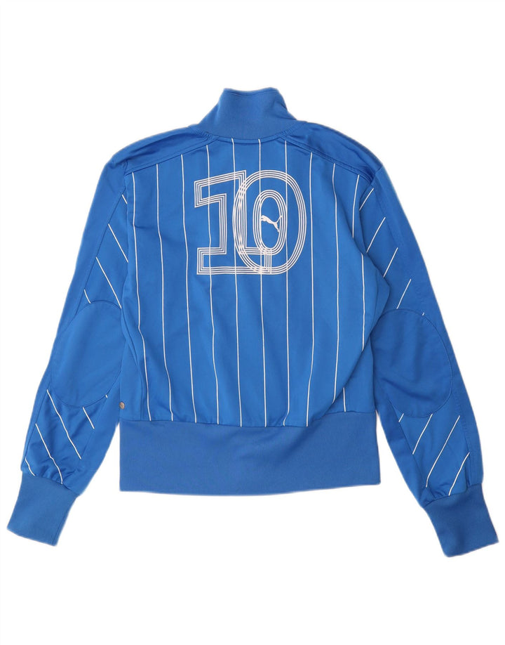 Jachetă de top cu trening grafic Puma pentru femei UK 10 Small Blue Pinstripe