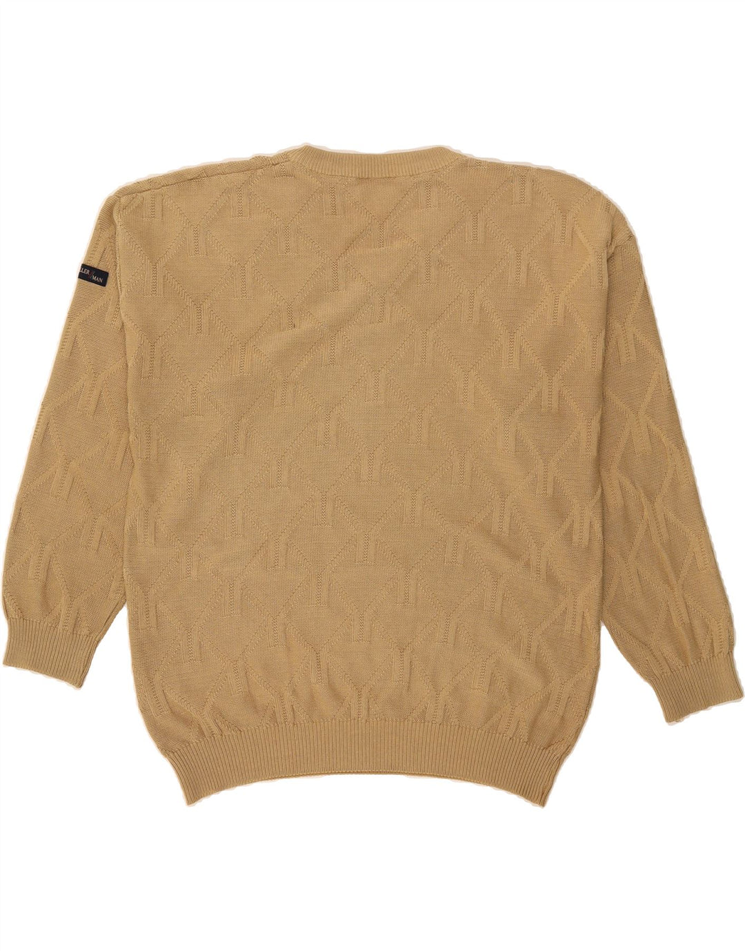 KELLERMAN Mens V-Neck Jumper Sweater Large Beige Cotton Classic Vintage Kellerman and Second-Hand Kellerman from Messina Hembry 