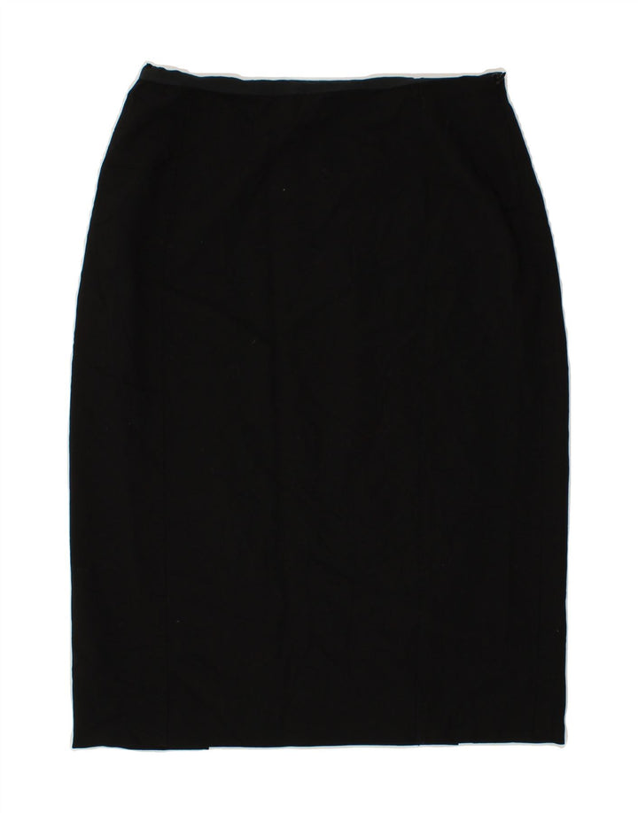 Fusta midi pentru femei JAEGER UK 12 Medium W28 Lână neagră