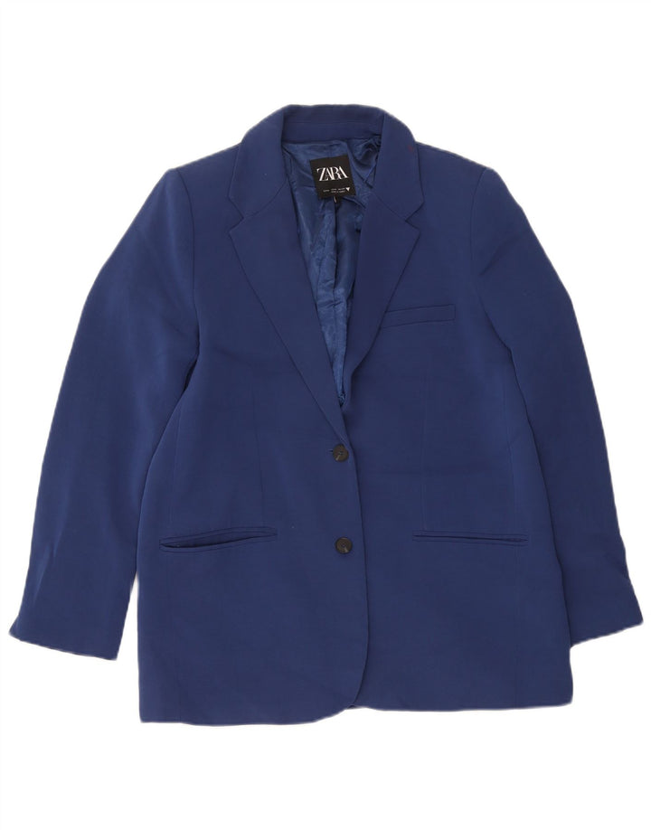 Jachetă Blazer pentru femei Zara cu 2 nasturi UK 14 Medium Bleumarin Poliester