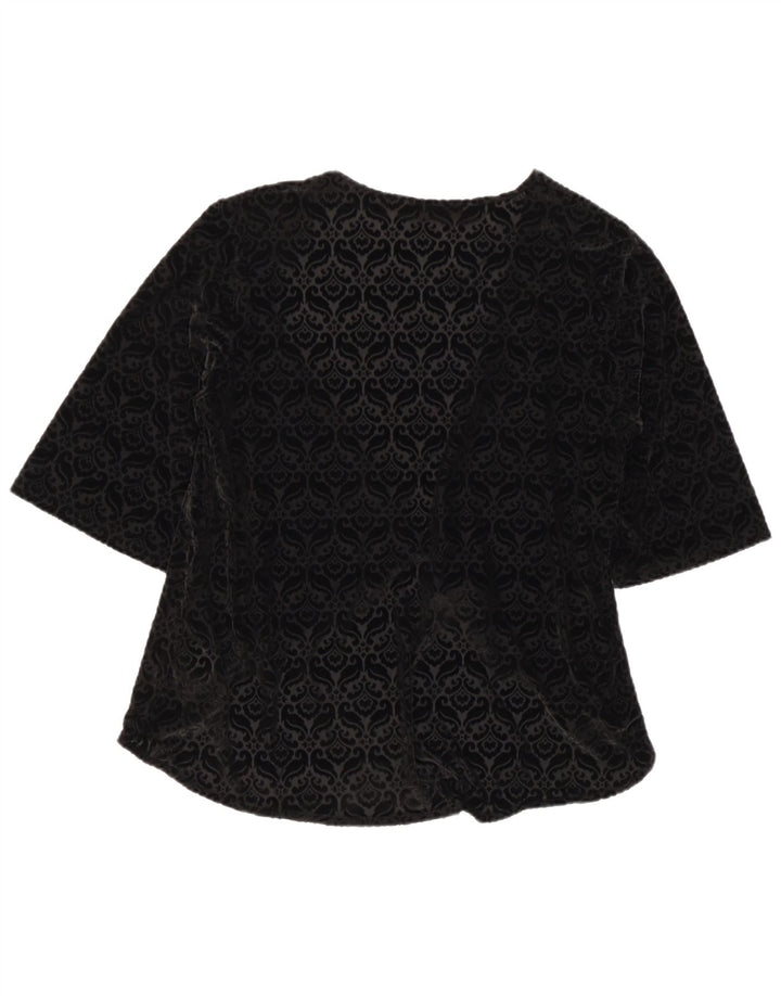 Top velur deschis pentru femei UK 12 Medium Black Paisley Poliester