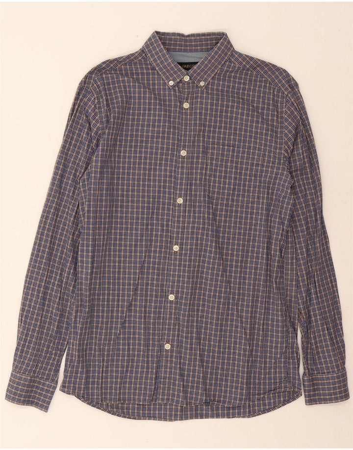 JAEGER Mens Shirt Medium Blue Check Cotton Vintage Jaeger and Second-Hand Jaeger from Messina Hembry 