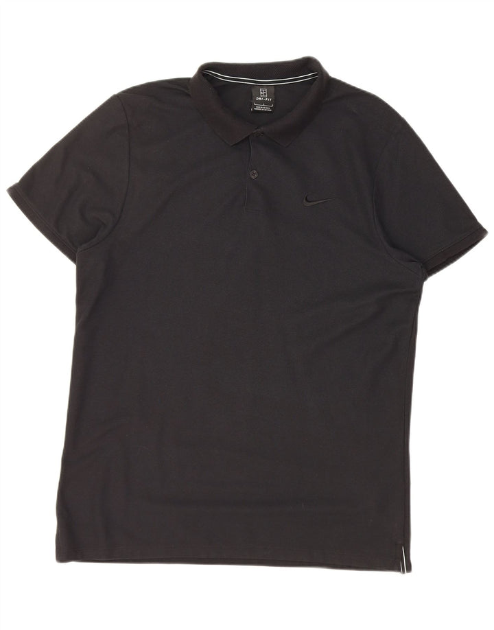 NIKE Mens Grant Fit Polo Shirt Large Black Cotton