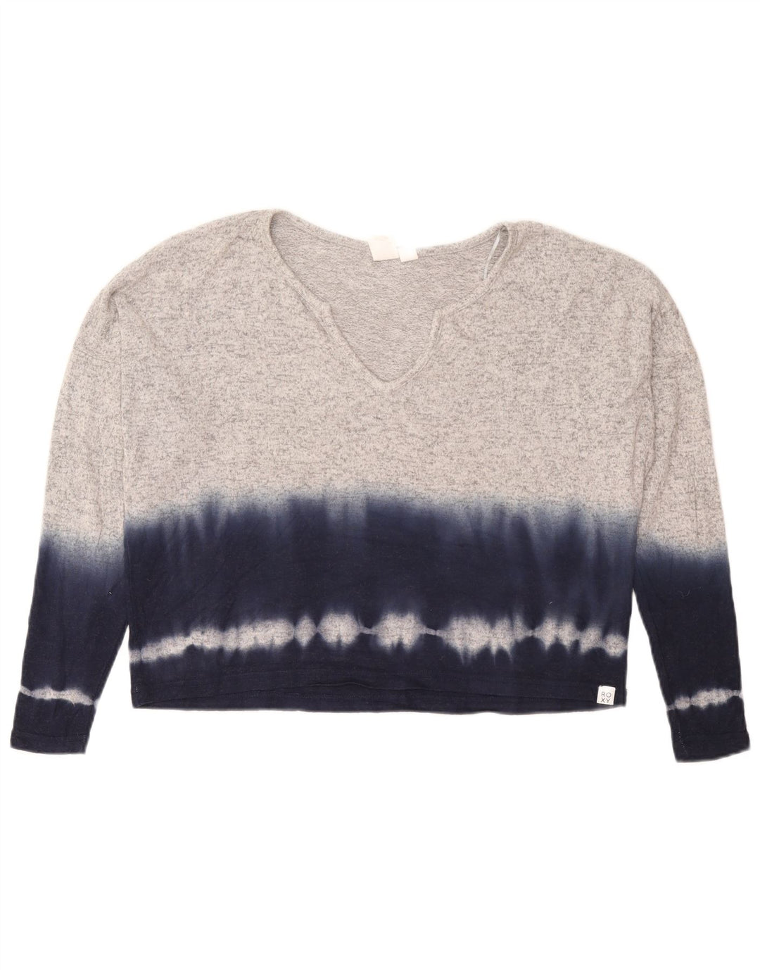 Top supradimensionat pentru femei Roxy cu mânecă lungă UK 10 mic, gri Tie Dye, viscoză