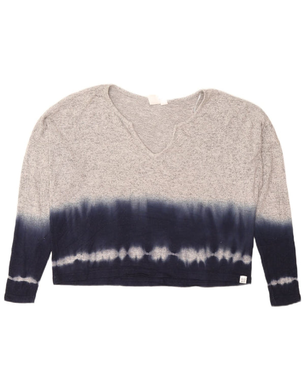 Top supradimensionat pentru femei Roxy cu mânecă lungă UK 10 mic, gri Tie Dye, viscoză