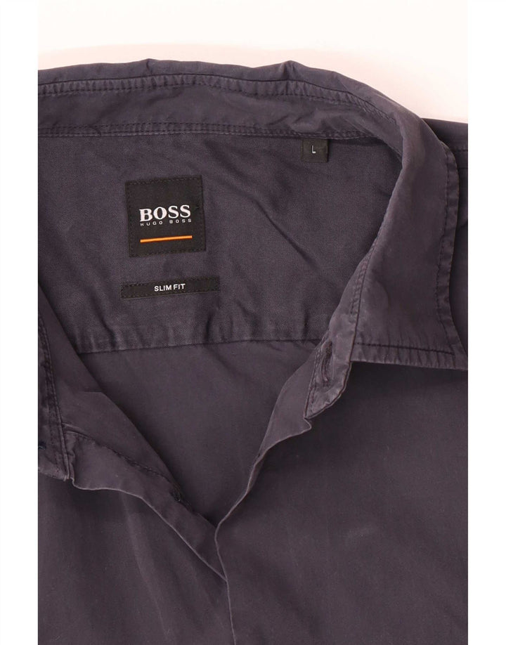 Hugo Boss Mens Slim Fit Shirt Large Navy Blue