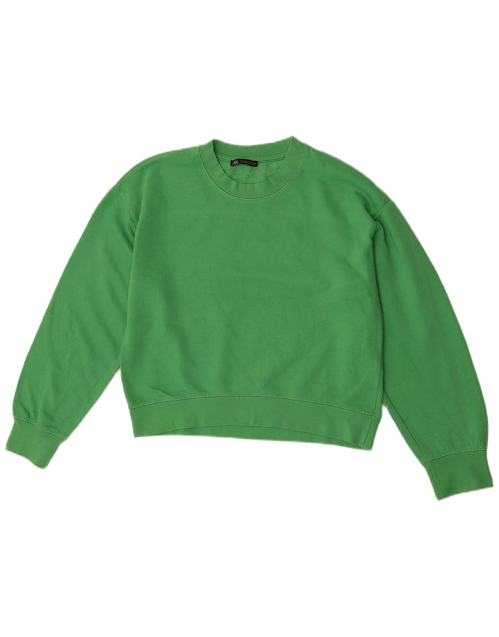 Pulover Crop pentru femei Zara UK 14 Poliester verde mediu