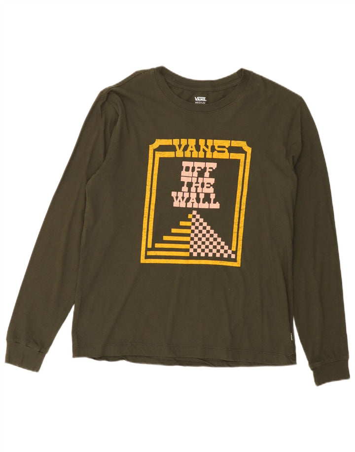 Top grafic pentru bărbați Vans cu mânecă lungă, bumbac mediu kaki