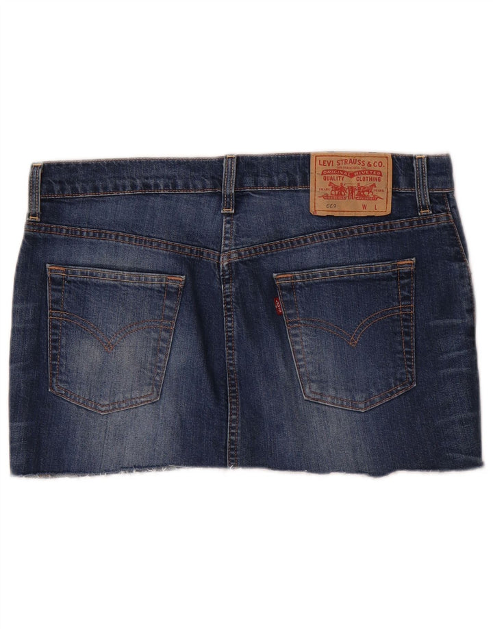 Fusta Mini denim 669 Levi's W32 Bumbac mare, albastru bleumarin