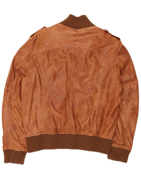 GYPSY Jachetă militară din piele pentru bărbați, UK 40, maro, mare