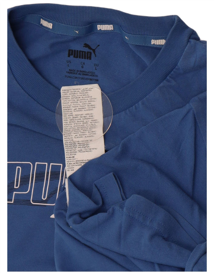 Tricou grafic PUMA pentru bărbați Top mare din bumbac albastru