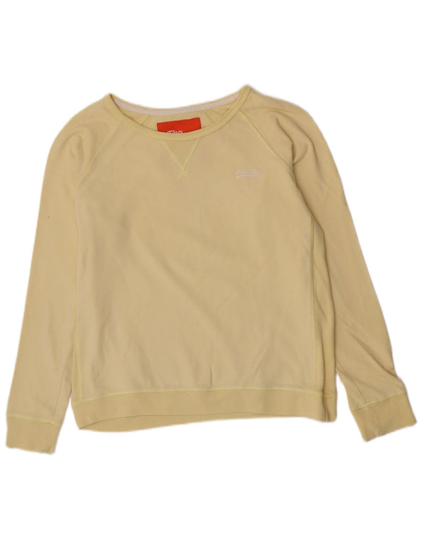 Top pentru femei Superdry cu mânecă lungă UK 14 mare bumbac galben