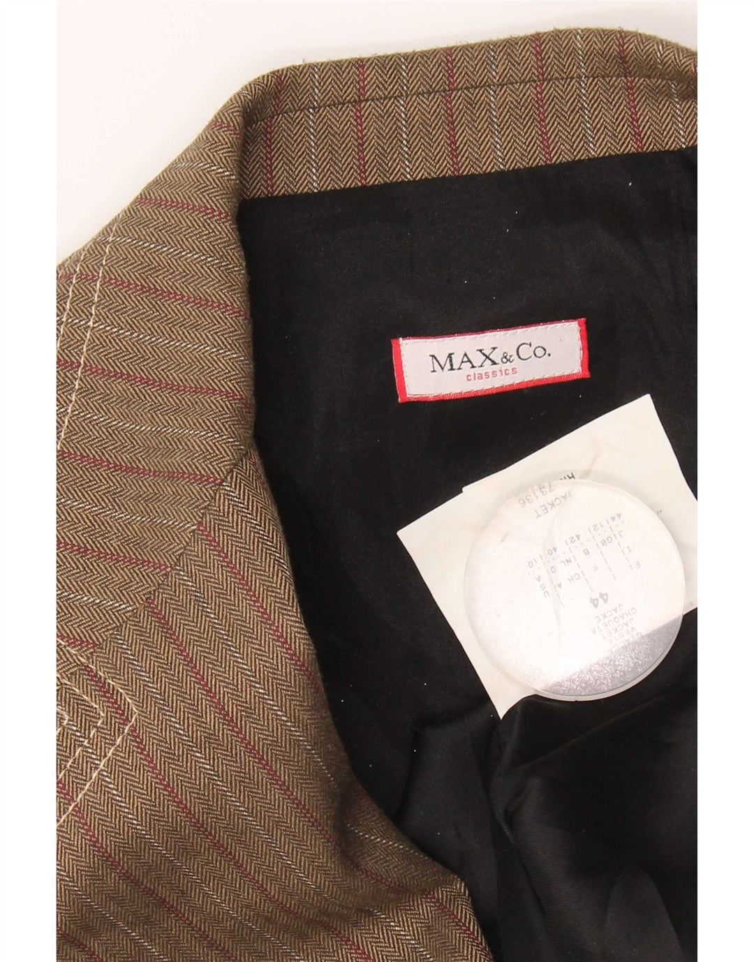 Blazer pentru femei Max & Co. Jachetă cu 3 nasturi UK 12 Acetat cu dungi maro mediu